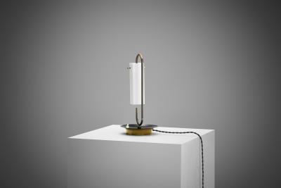 Brass Table Lamp with Opal Glass Shade Europe 20th Century