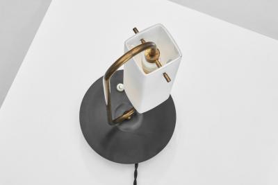 Brass Table Lamp with Opal Glass Shade Europe 20th Century