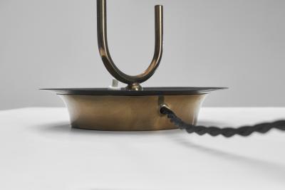 Brass Table Lamp with Opal Glass Shade Europe 20th Century
