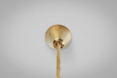 Brass Three Armed Ceiling Lamp with Opal Glass Shades Scandinavia 1950s