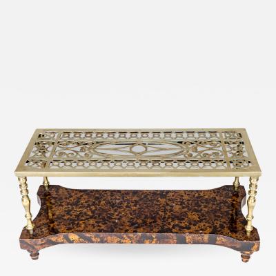 Brass Trivet Coffee Table on Faux Tortoiseshell Base