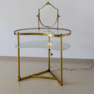 Brass Vanity Table marked Modello Depositato Italy circa 1950s