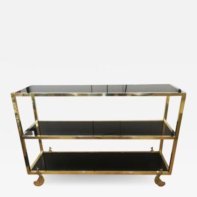 Brass and Black Glass Console Feet Representing Peacocks