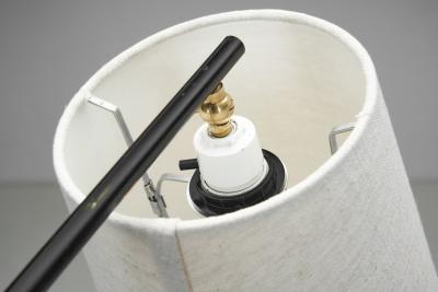 Brass and Black Lacquered Metal Floor Lamp Denmark 1950s