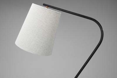 Brass and Black Lacquered Metal Floor Lamp Denmark 1950s