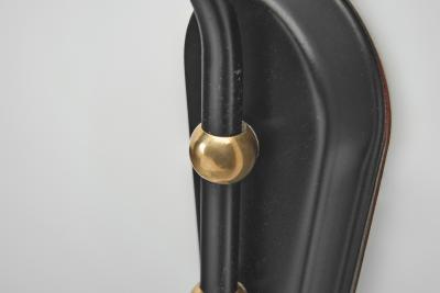 Brass and Black Lacquered Metal Wall Lamp Denmark ca 1950s