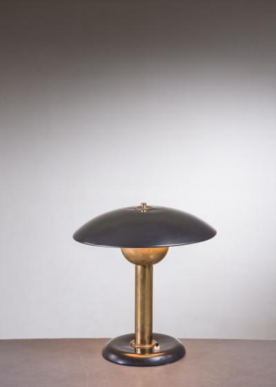 Brass and Black Metal Table Lamp Italy 1950s