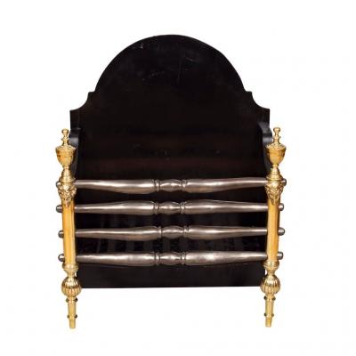 Brass and Cast Iron Fireplace Grate