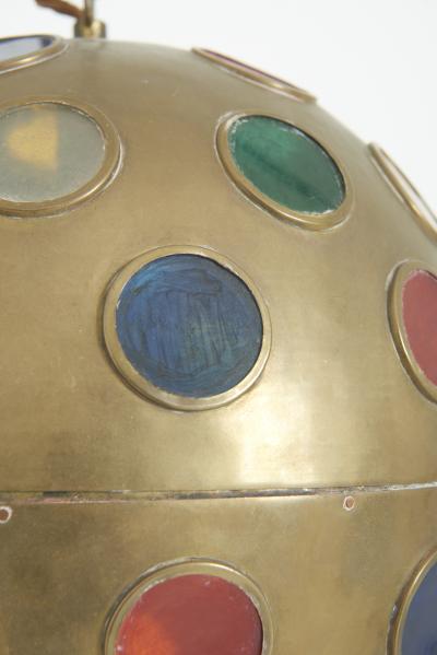 Brass and Coloured Glass Ceiling Light