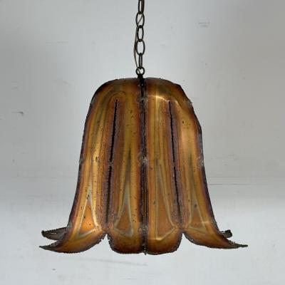 Brass and Copper Plated Brutalist Pendant Light