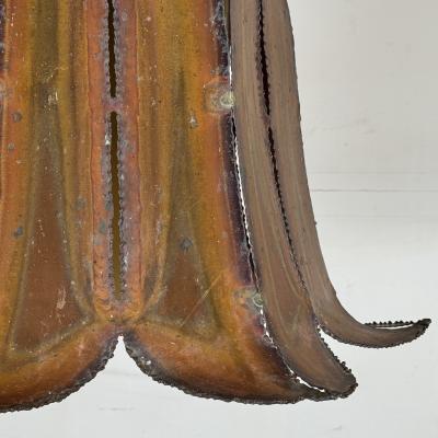 Brass and Copper Plated Brutalist Pendant Light