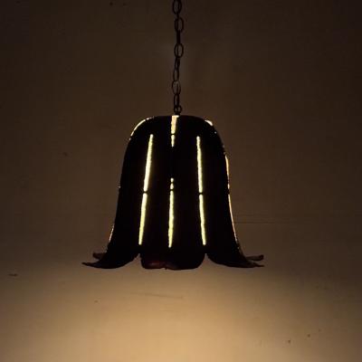 Brass and Copper Plated Brutalist Pendant Light