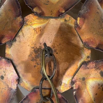 Brass and Copper Plated Brutalist Pendant Light