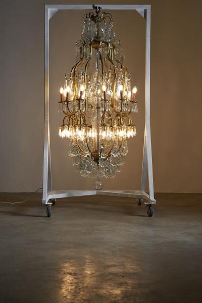 Brass and Crystal Moscow Chandelier 1960s
