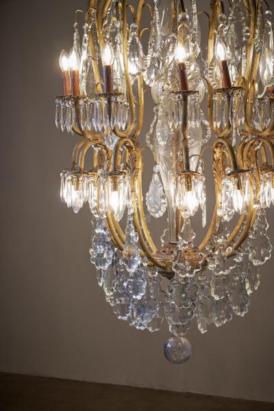 Brass and Crystal Moscow Chandelier 1960s