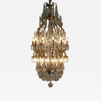 Brass and Crystal Moscow Chandelier 1960s