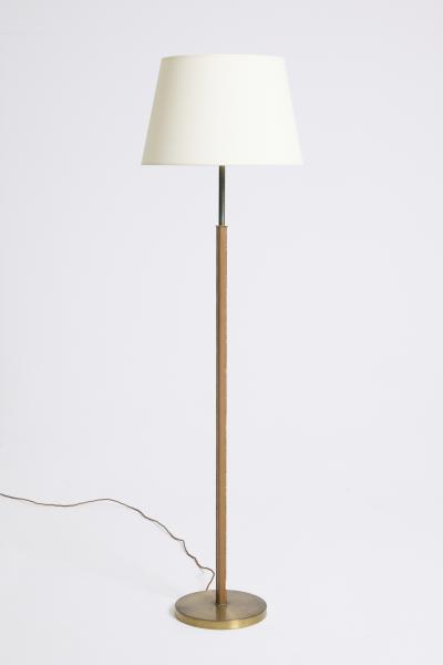Brass and Faux Leather Floor Lamp