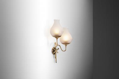Brass and Frosted Glass Wall Lamp with Bow Detail Early 20th Century