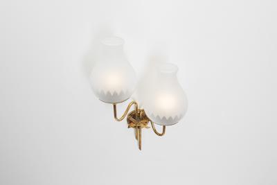 Brass and Frosted Glass Wall Lamp with Bow Detail Early 20th Century