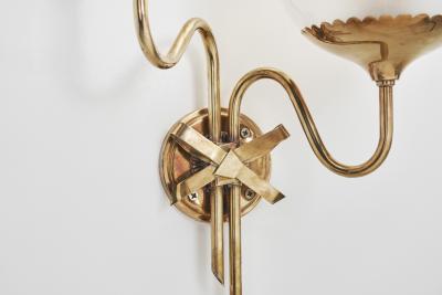 Brass and Frosted Glass Wall Lamp with Bow Detail Early 20th Century