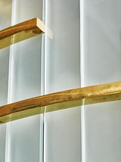Brass and Frosted Murano Glass Round Candlestick