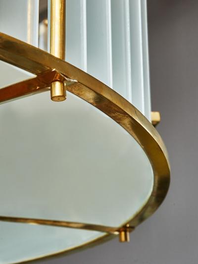 Brass and Frosted Murano Glass Round Candlestick
