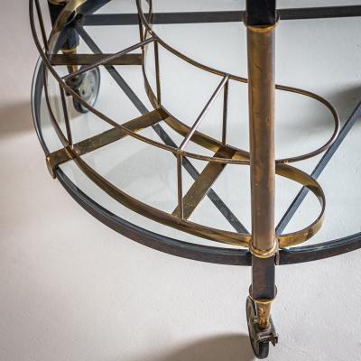 Brass and Glass Bar Cart Italy Mid 20th Century