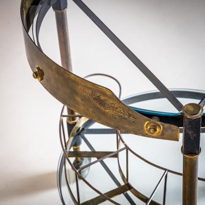 Brass and Glass Bar Cart Italy Mid 20th Century