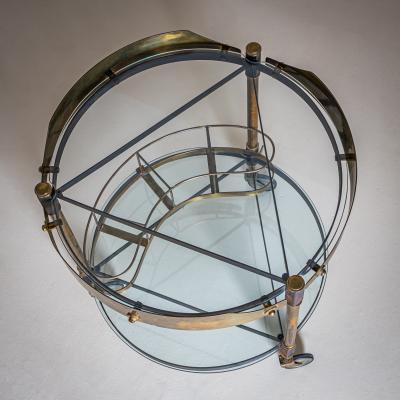 Brass and Glass Bar Cart Italy Mid 20th Century