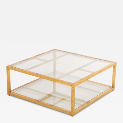 Brass and Glass Coffee Table Circa 1970 Convertible Console Function