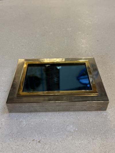 Brass and Glass Humidor Box with Wood Interior 1970s