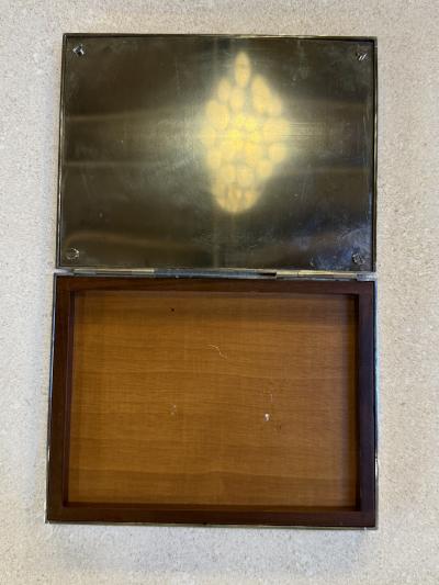 Brass and Glass Humidor Box with Wood Interior 1970s