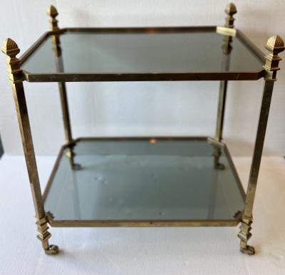 Brass and Glass Serving Table on Casters