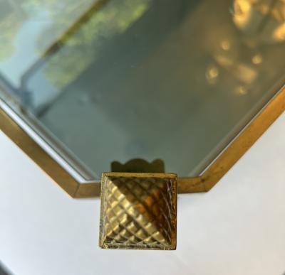 Brass and Glass Serving Table on Casters