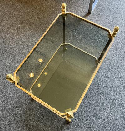 Brass and Glass Serving Table on Casters