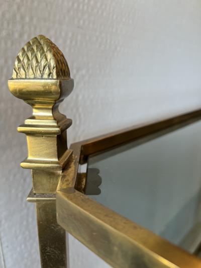 Brass and Glass Serving Table on Casters