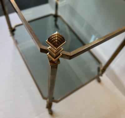 Brass and Glass Serving Table on Casters