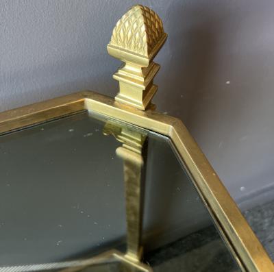 Brass and Glass Serving Table on Casters