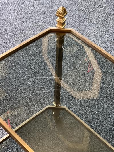 Brass and Glass Serving Table on Casters