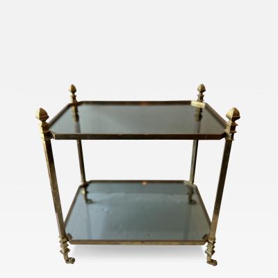 Brass and Glass Serving Table on Casters