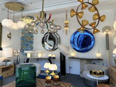 Brass and Glass Tube Chandelier Italy 1970s