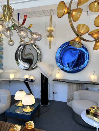Brass and Glass Tube Chandelier Italy 1970s