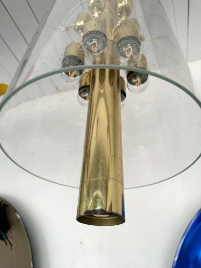 Brass and Glass Tube Chandelier Italy 1970s
