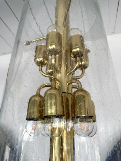 Brass and Glass Tube Chandelier Italy 1970s