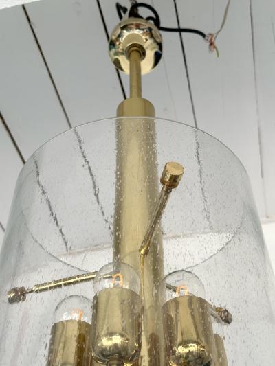 Brass and Glass Tube Chandelier Italy 1970s