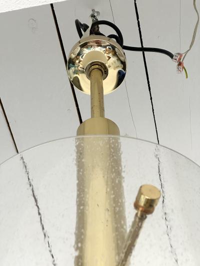 Brass and Glass Tube Chandelier Italy 1970s