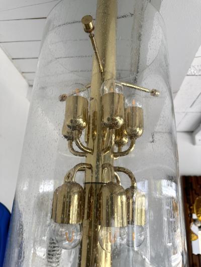 Brass and Glass Tube Chandelier Italy 1970s