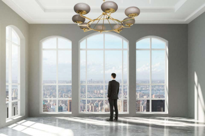 Brass and Grey Opaline Murano Glass Large Modern Chandelier Stilnovo Style