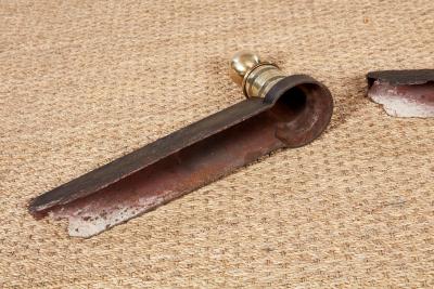 Brass and Iron Engine Turned Andirons