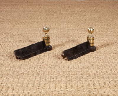 Brass and Iron Engine Turned Andirons